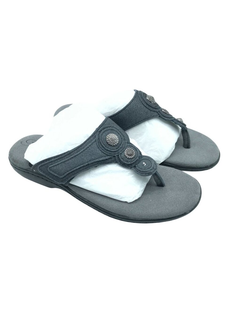 Propet Womens Sandals Slides Thong Leather Slip On Gray Size 6 - Picture 1 of 6